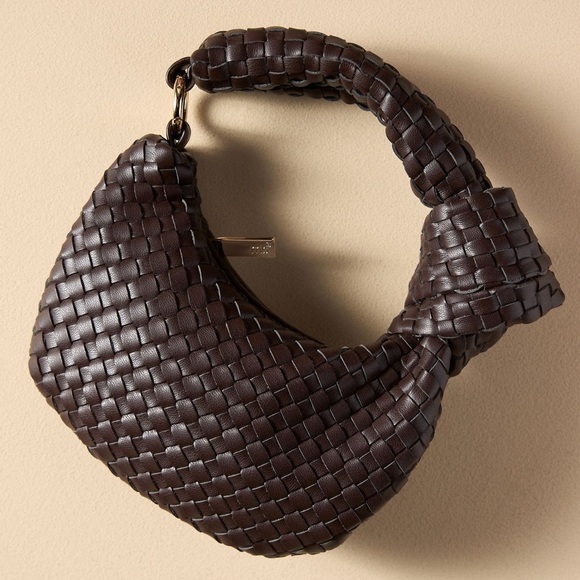 BRAND NEW Anthropologie Dark Brown Woven Shoulder Bag - Picture 1 of 8